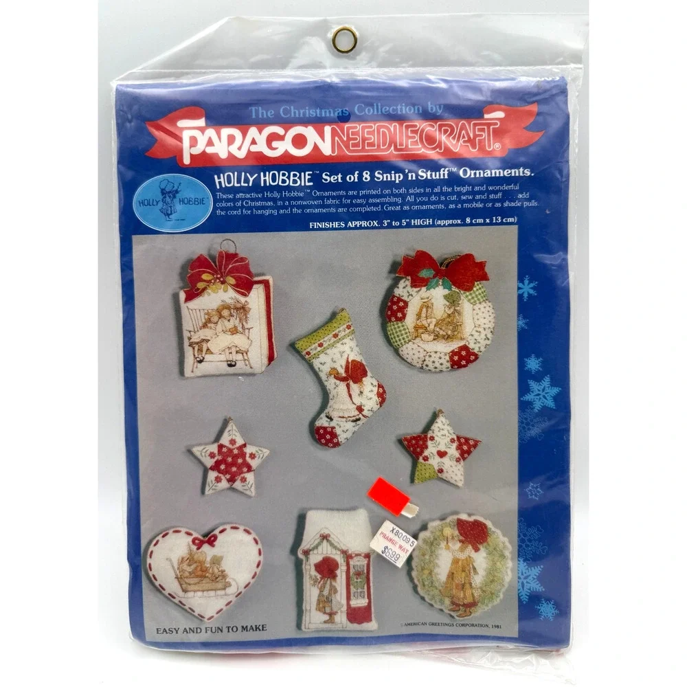 Lot 2 Paragon Holly Hobbie Sniff n Stuff Christmas Ornament Kit 6609 6508 Sealed